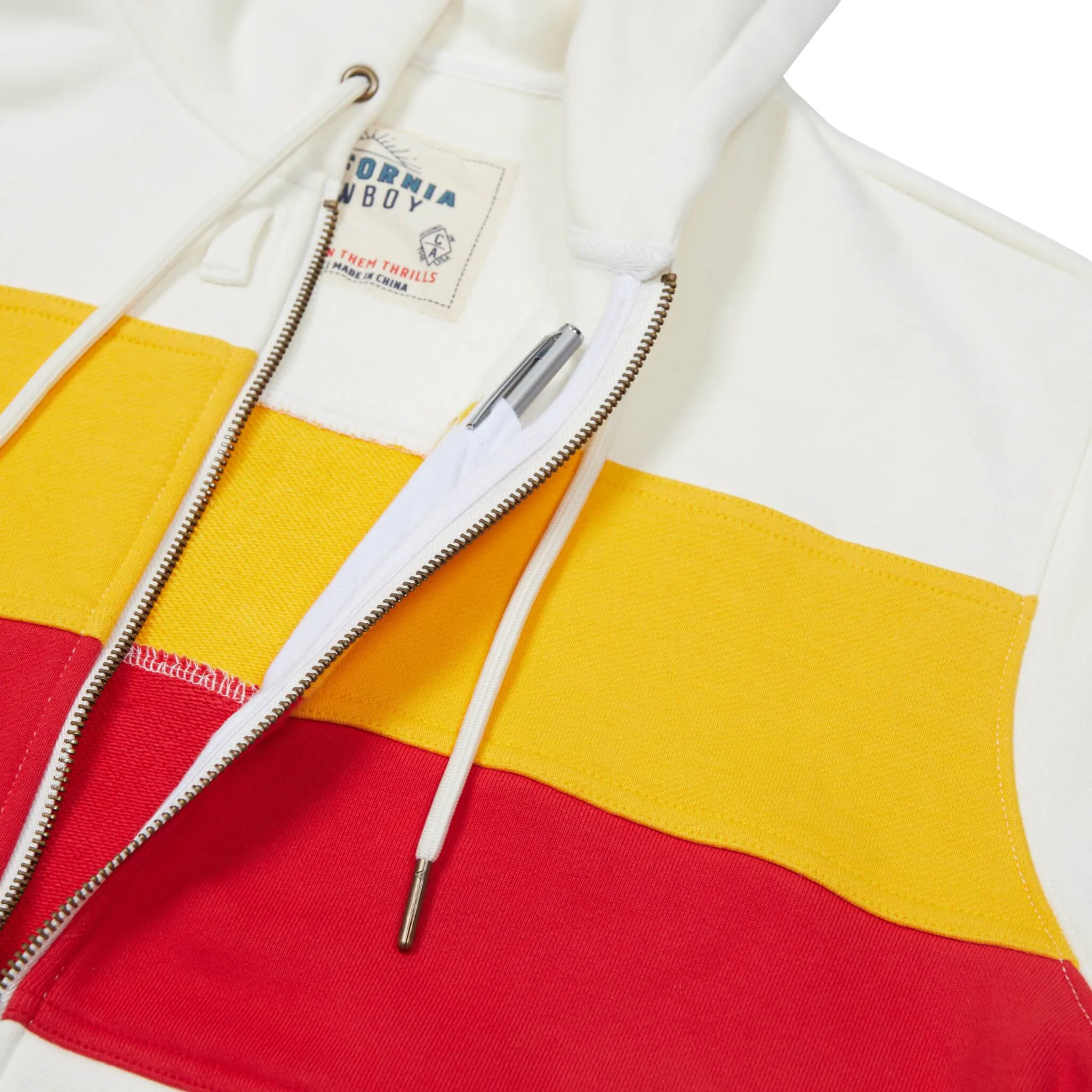 Men's PCH Full Zip Hoodie - Stripe, White Sand