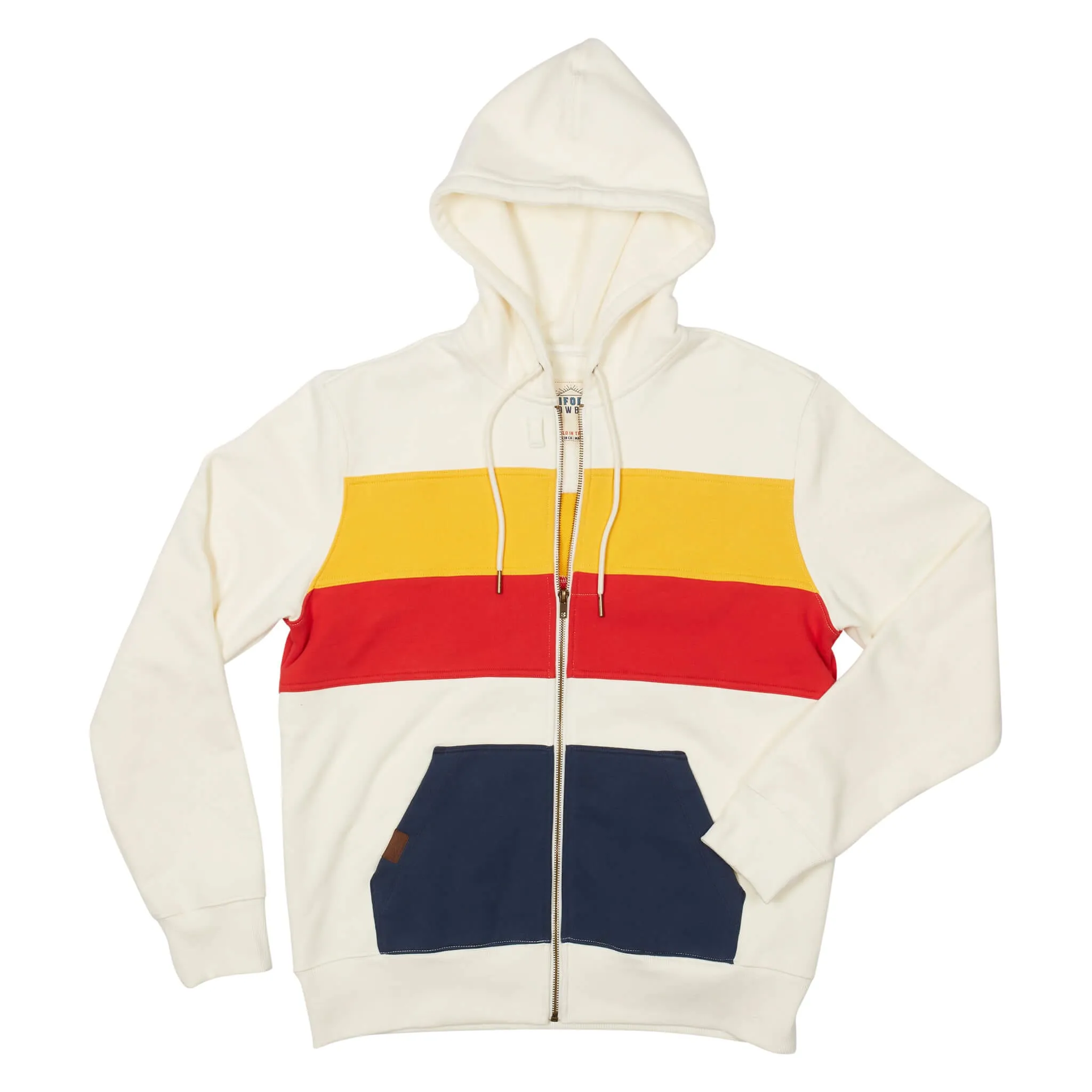 Men's PCH Full Zip Hoodie - Stripe, White Sand