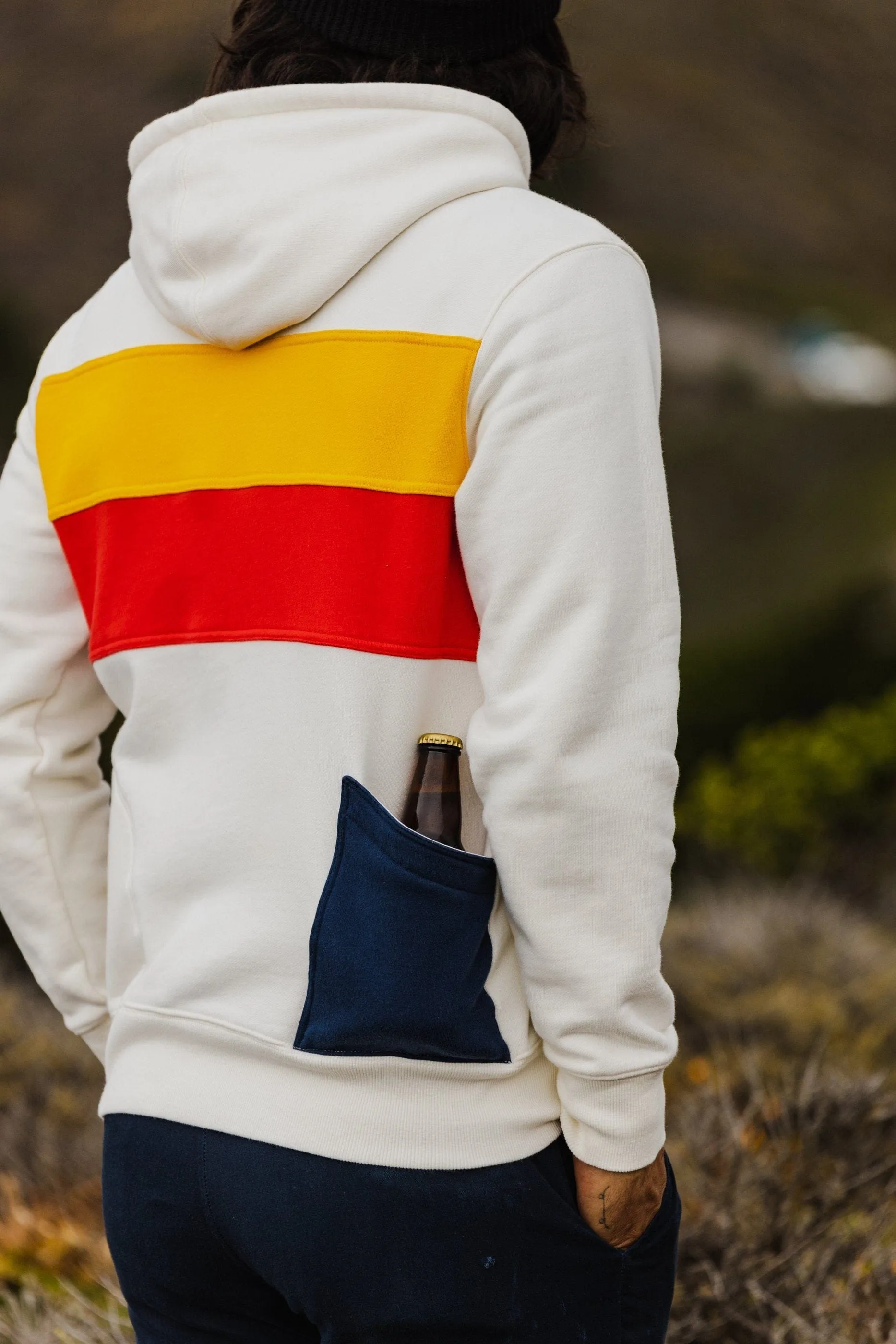 Men's PCH Full Zip Hoodie - Stripe, White Sand