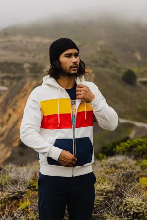Men's PCH Full Zip Hoodie - Stripe, White Sand