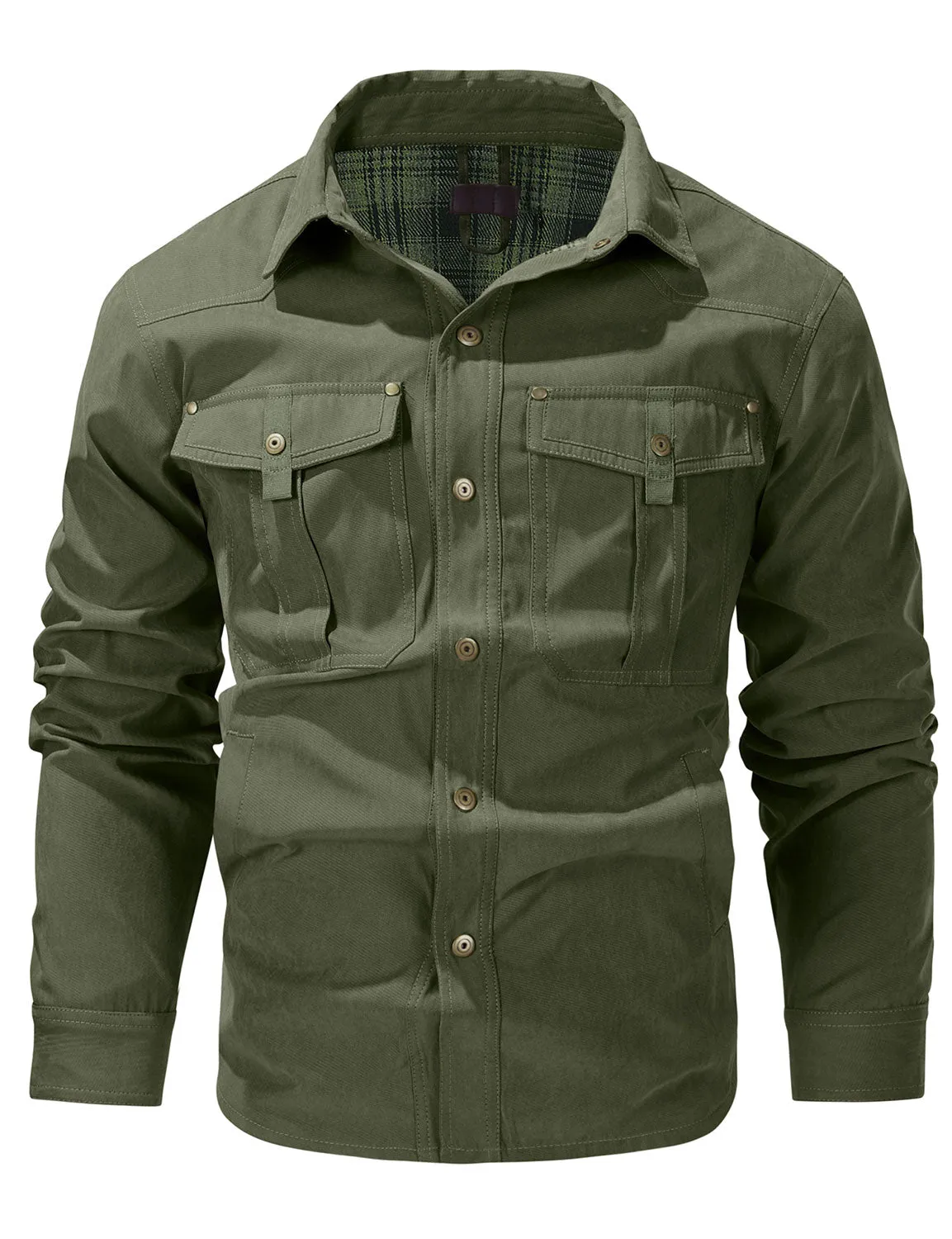 Men's Plaid Long Sleeve Vintage Western Plain Fall Winter Jacket Coat
