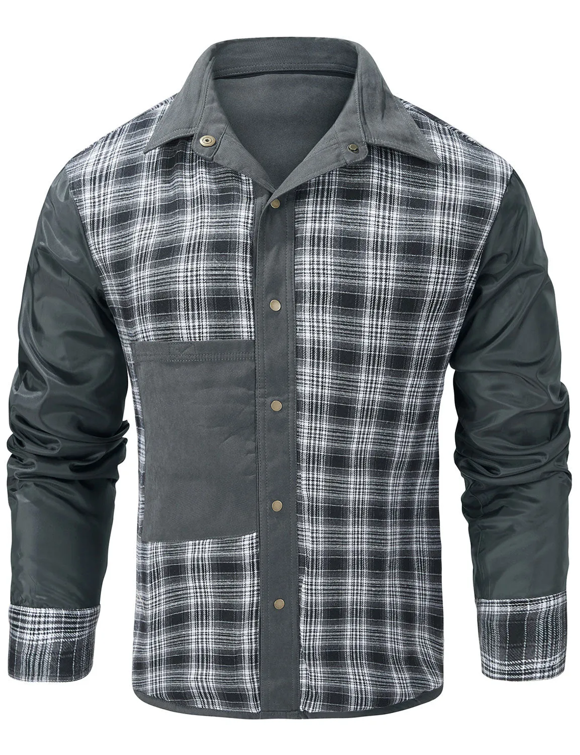 Men's Plaid Long Sleeve Vintage Western Plain Fall Winter Jacket Coat