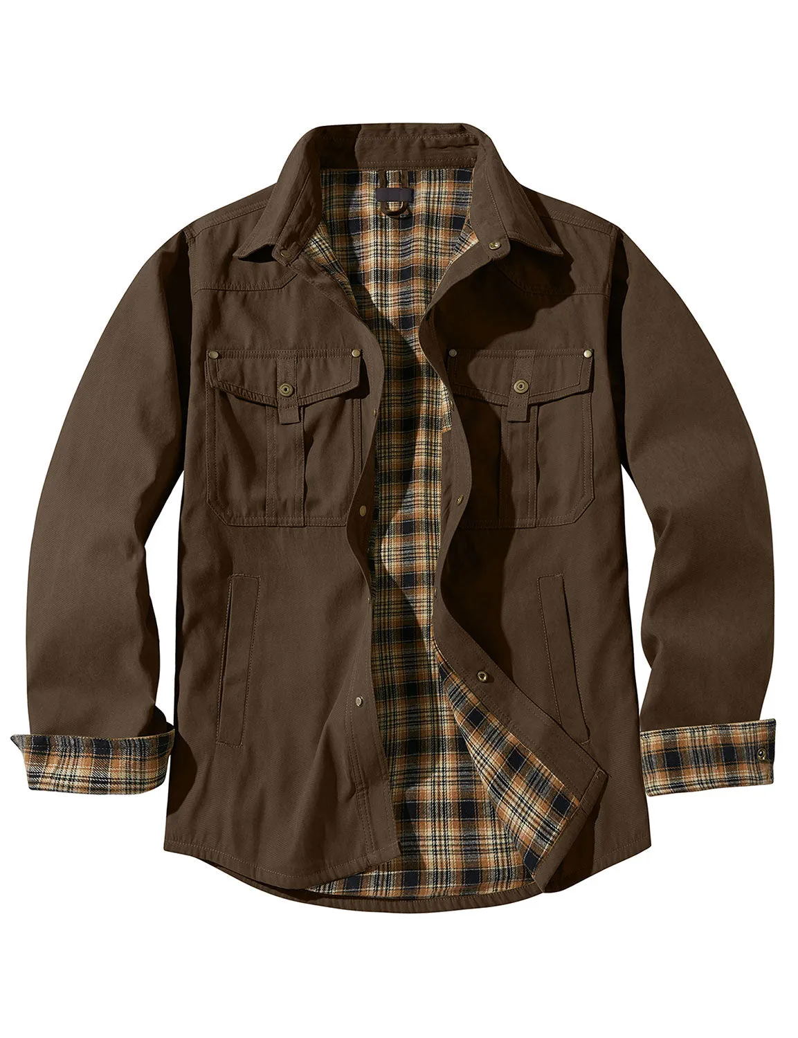 Men's Plaid Long Sleeve Vintage Western Plain Fall Winter Jacket Coat
