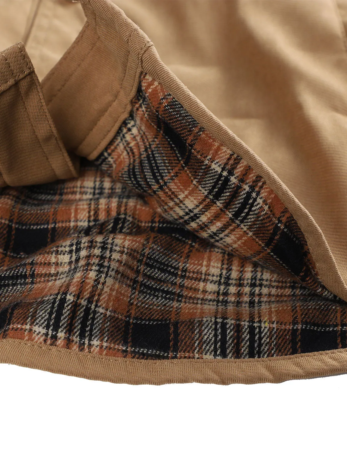 Men's Plaid Long Sleeve Vintage Western Plain Fall Winter Jacket Coat