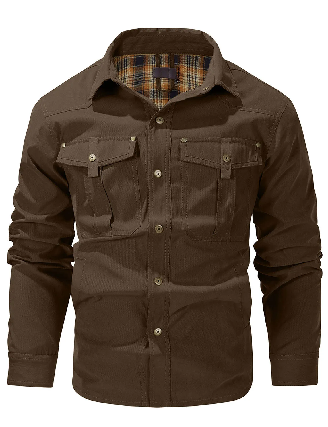 Men's Plaid Long Sleeve Vintage Western Plain Fall Winter Jacket Coat