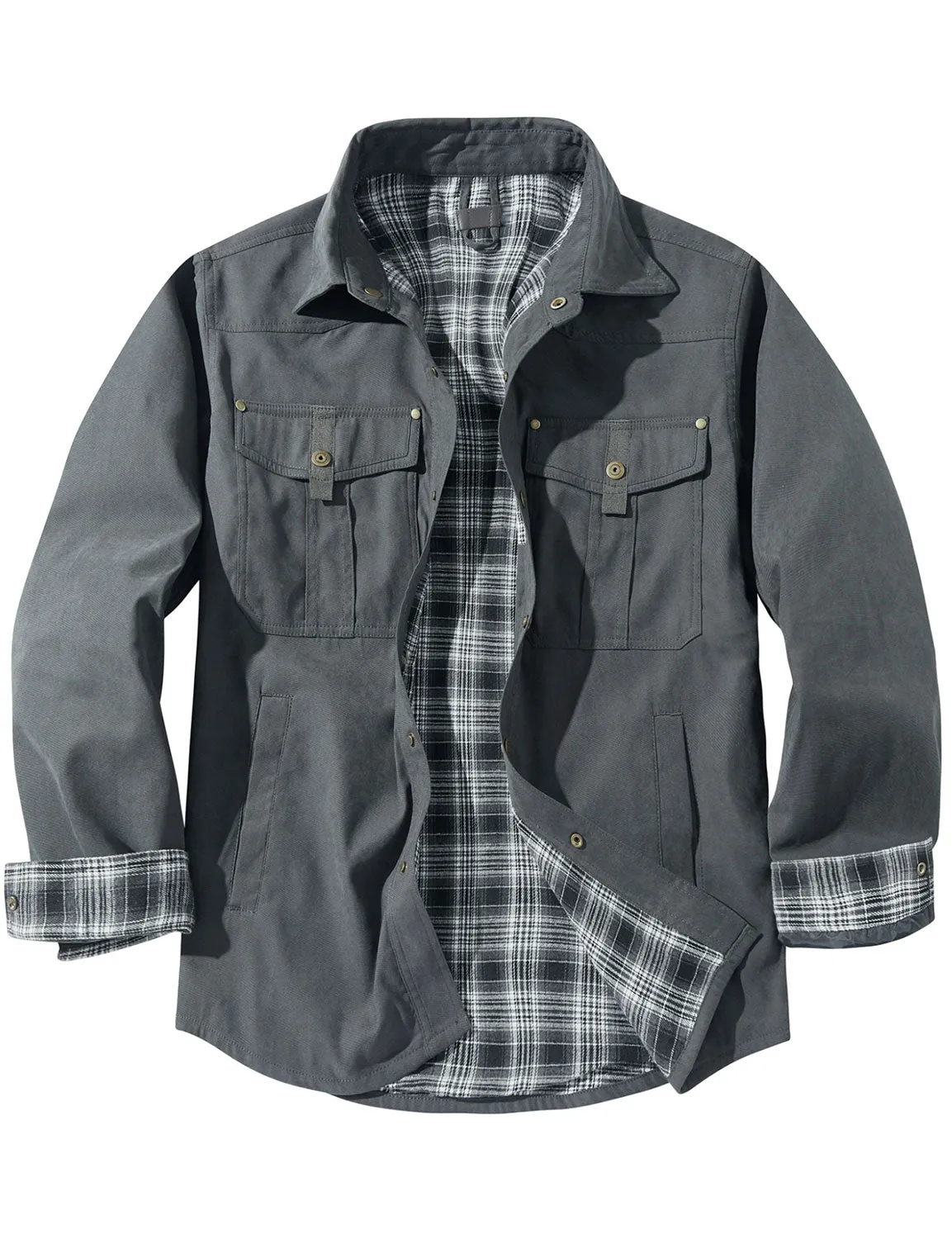 Men's Plaid Long Sleeve Vintage Western Plain Fall Winter Jacket Coat