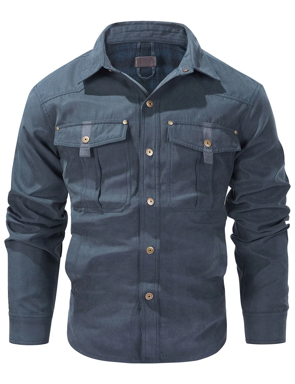 Men's Plaid Long Sleeve Vintage Western Plain Fall Winter Jacket Coat