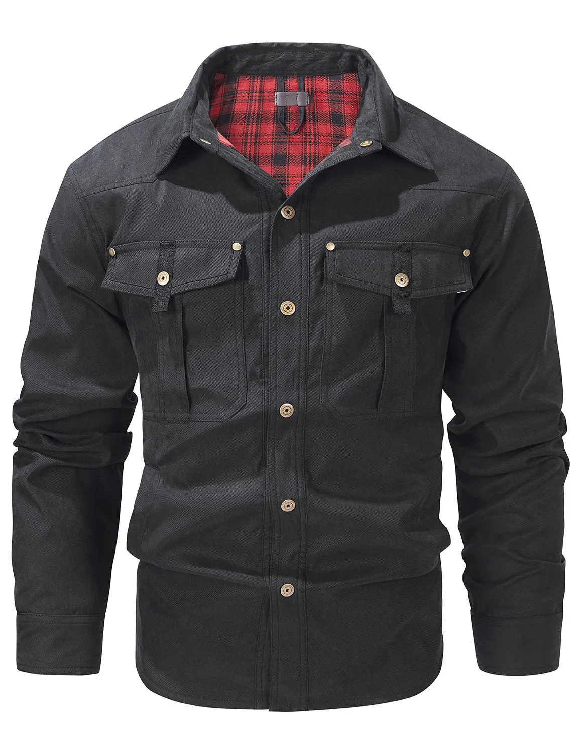 Men's Plaid Long Sleeve Vintage Western Plain Fall Winter Jacket Coat