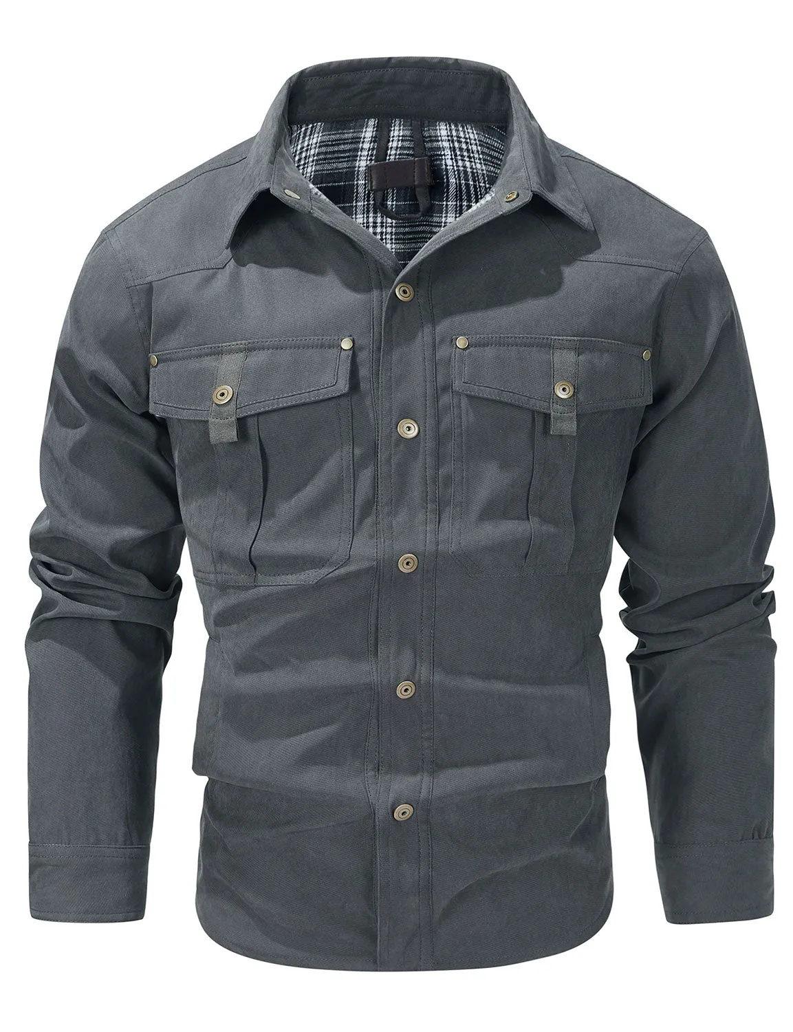 Men's Plaid Long Sleeve Vintage Western Plain Fall Winter Jacket Coat