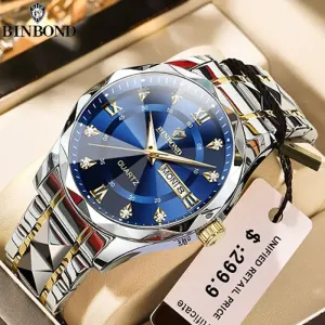Men's Quartz Stainless Steel Waterproof Sport Week Date Clock Wristwatch