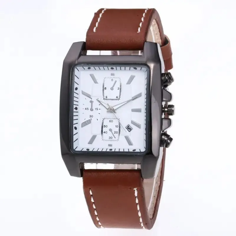 Mens Quartz Watches: Precision Timekeeping with 3.8cm Case & Leather Band