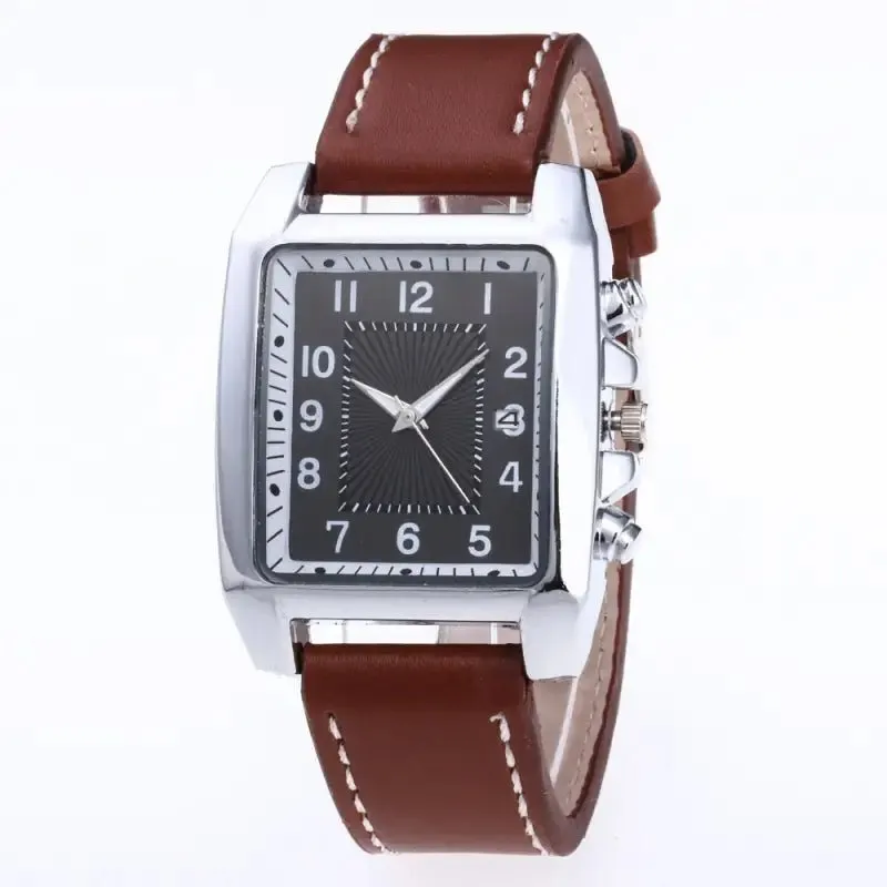 Mens Quartz Watches: Precision Timekeeping with 3.8cm Case & Leather Band