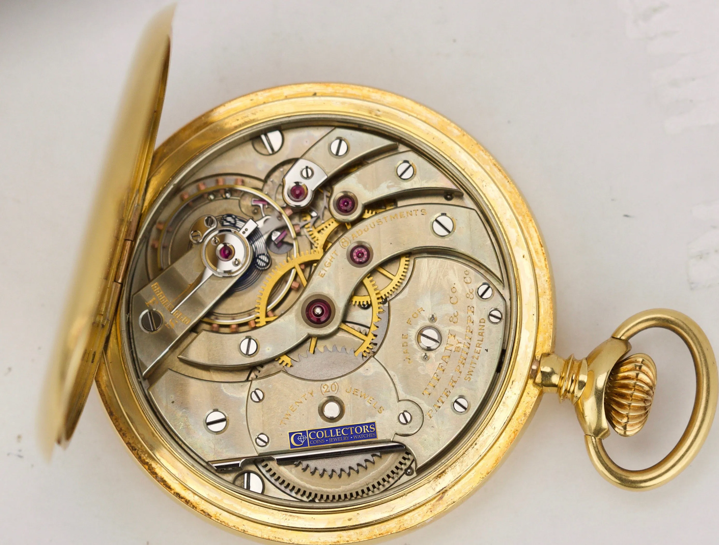 Men's Tiffany & Co. Patek Philippe 18K Yellow Gold Hunter Case 20 J Pocket Watch