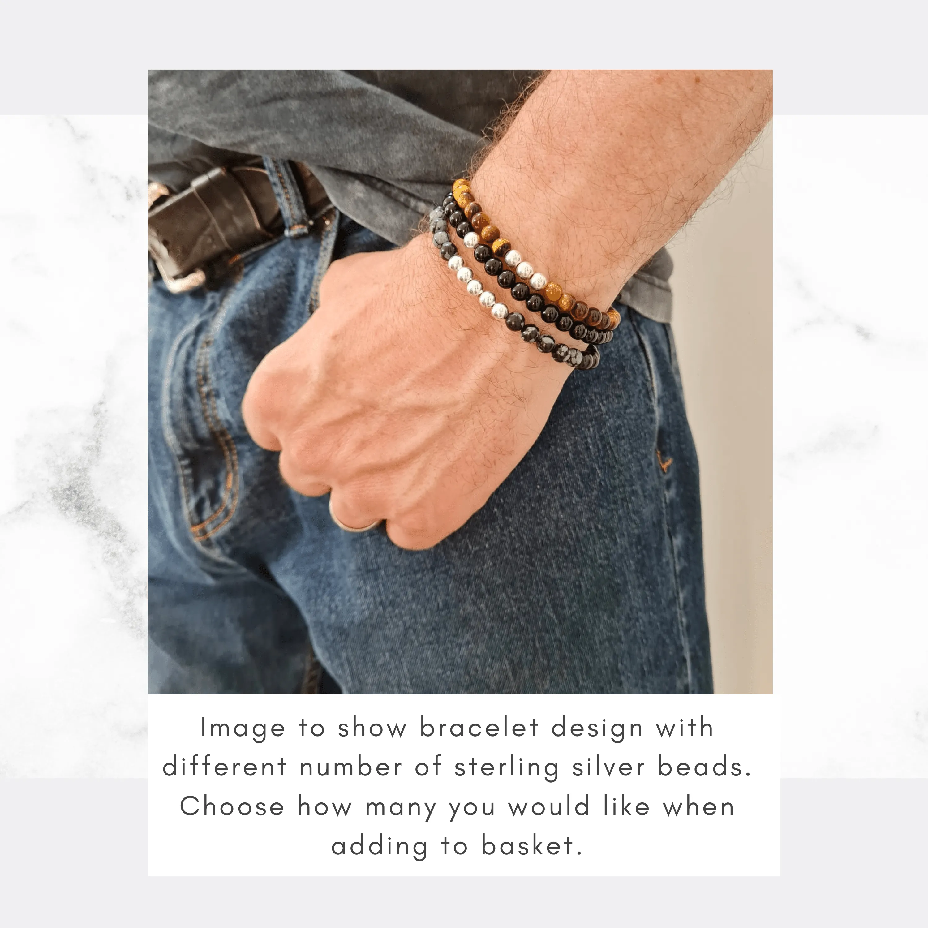 Mens Tiger Eye Gemstone Bracelet