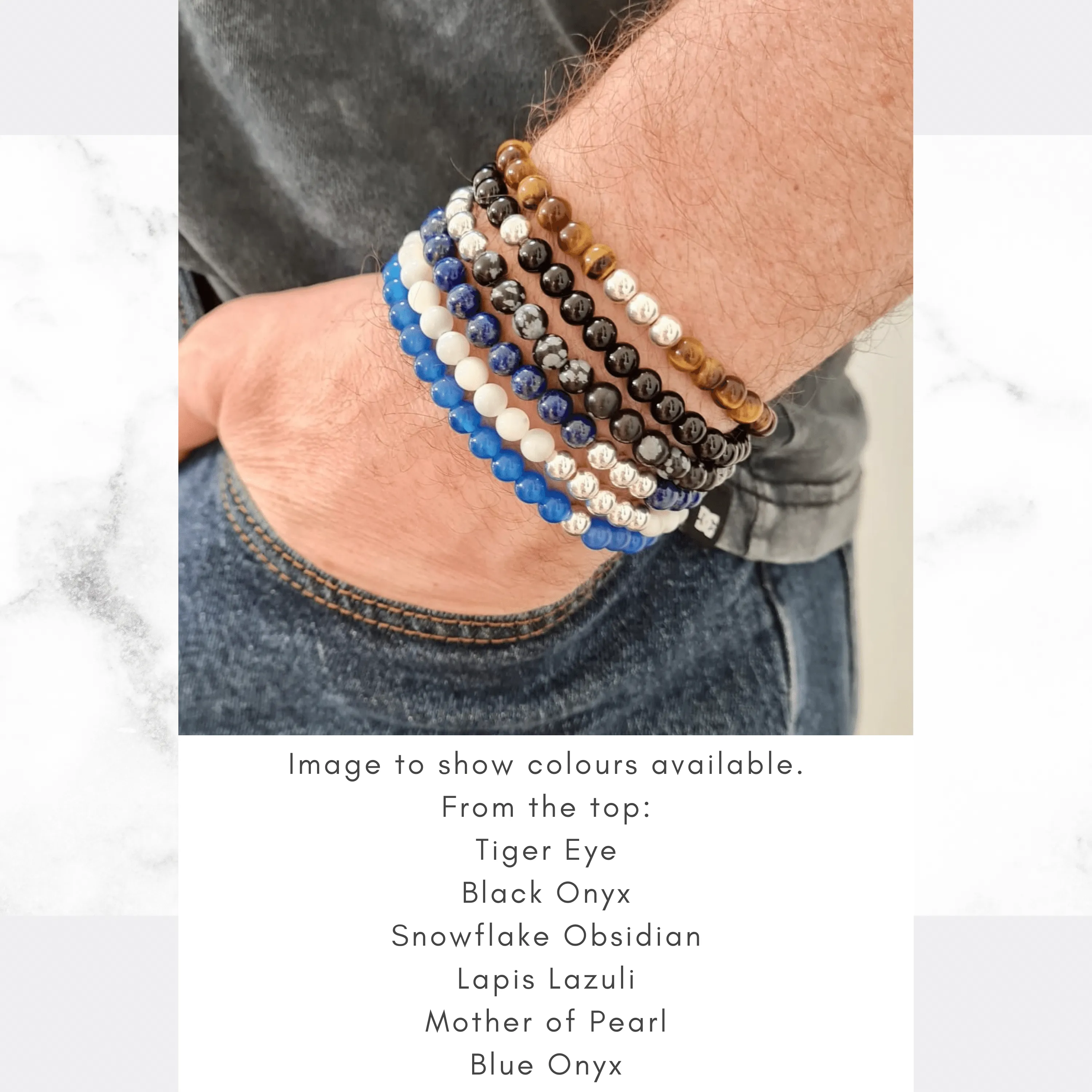 Mens Tiger Eye Gemstone Bracelet