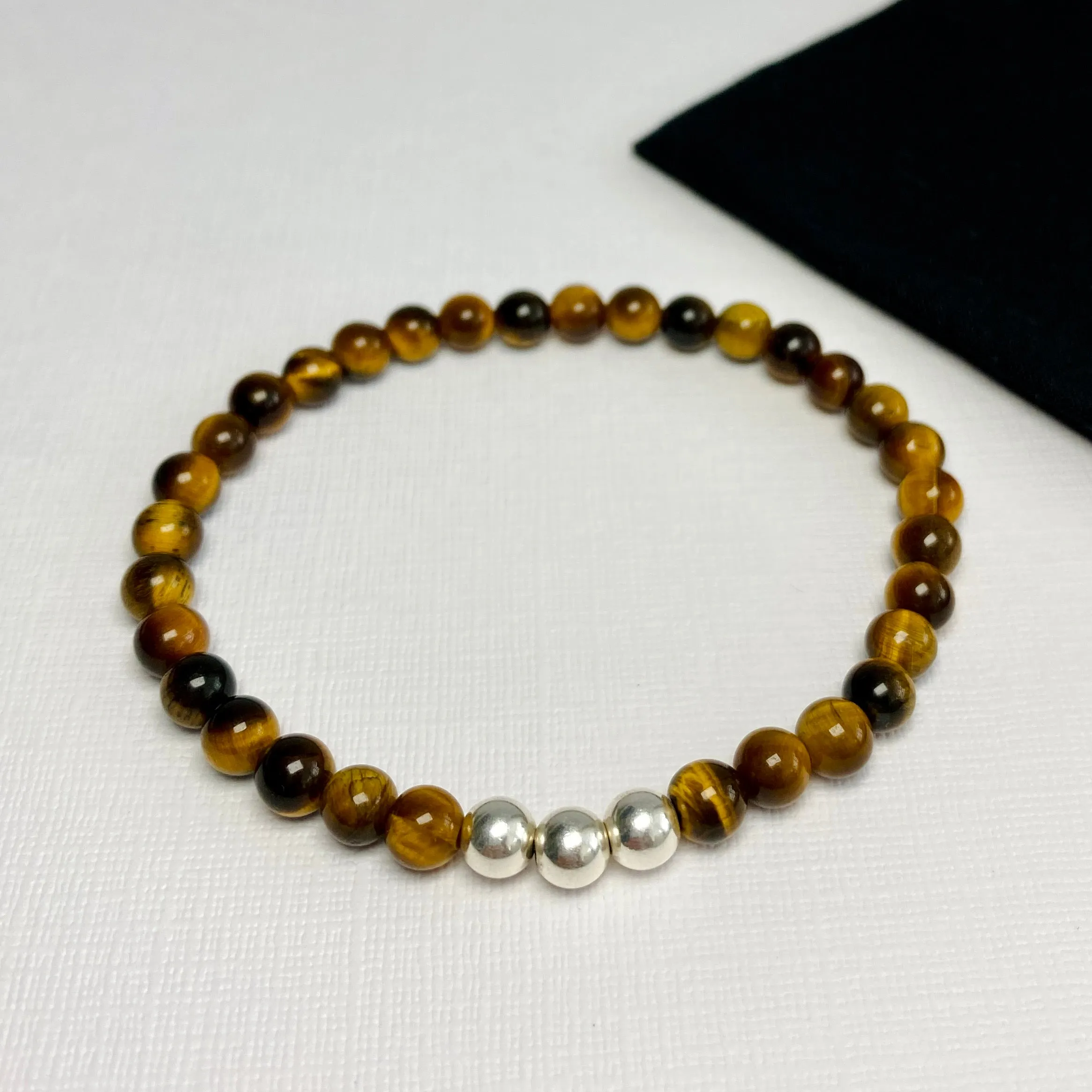 Mens Tiger Eye Gemstone Bracelet