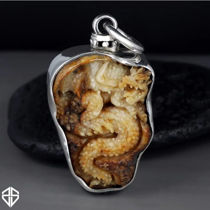 Mens Viking Dragon Pendant Sterling Silver
