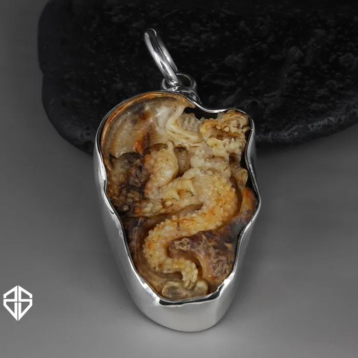 Mens Viking Dragon Pendant Sterling Silver