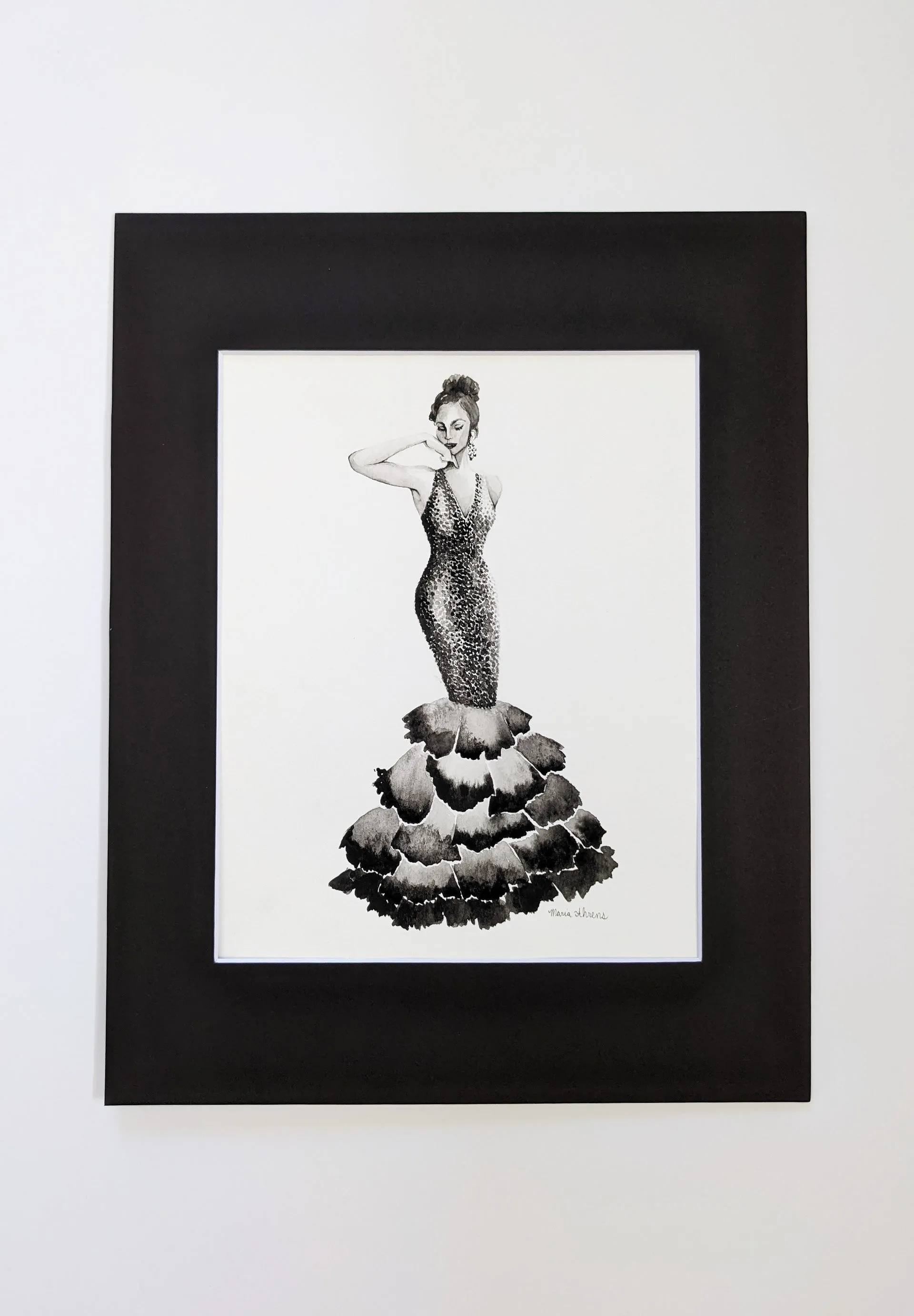 Mermaid Dress Original Watercolor Painting Fashion Illustration