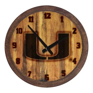Miami Hurricanes: Branded "Faux" Barrel Top Wall Clock