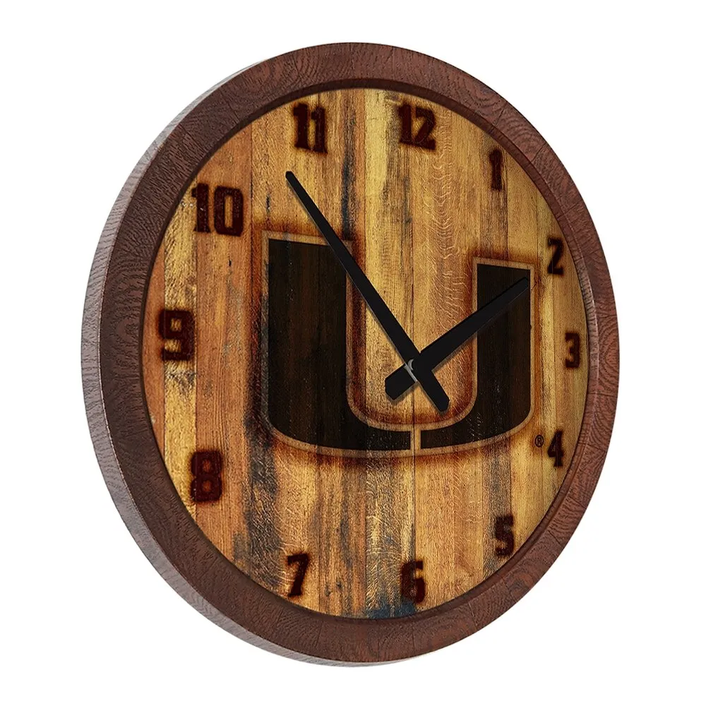 Miami Hurricanes: Branded "Faux" Barrel Top Wall Clock