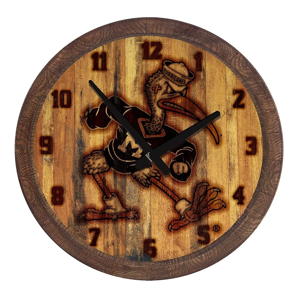 Miami Hurricanes: Mascot - "Faux" Barrel Top Wall Clock