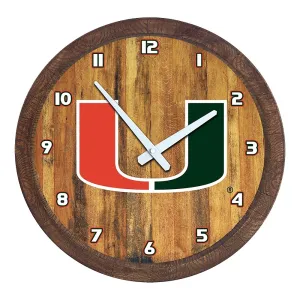 Miami Hurricanes: "Faux" Barrel Top Wall Clock