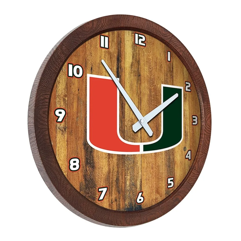 Miami Hurricanes: "Faux" Barrel Top Wall Clock