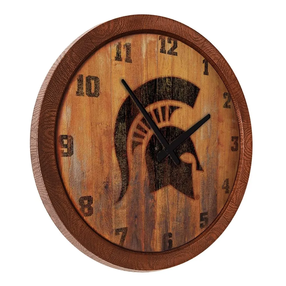 Michigan State Spartans: Branded "Faux" Barrel Top Wall Clock
