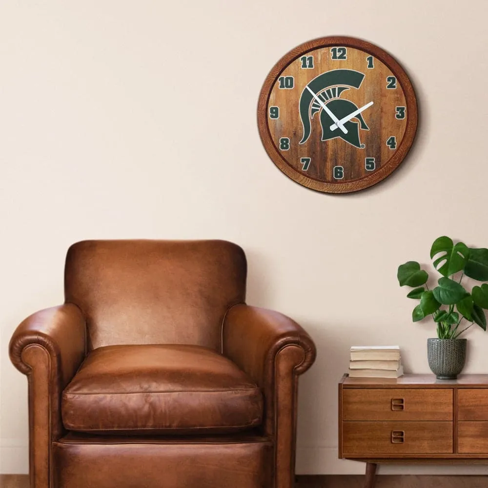 Michigan State Spartans: "Faux" Barrel Top Wall Clock