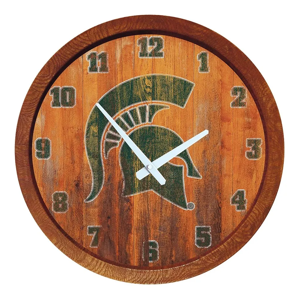 Michigan State Spartans: Weathered "Faux" Barrel Top Wall Clock