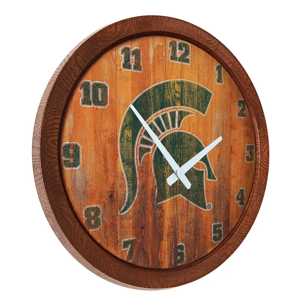 Michigan State Spartans: Weathered "Faux" Barrel Top Wall Clock