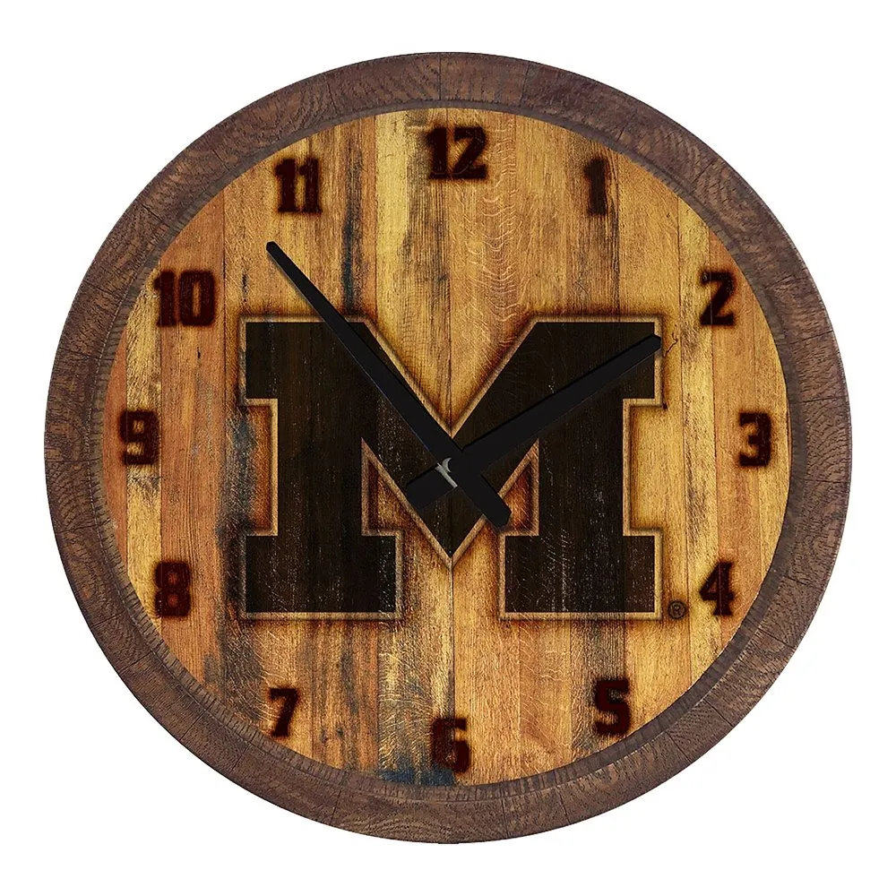 Michigan Wolverines: Branded "Faux" Barrel Top Wall Clock