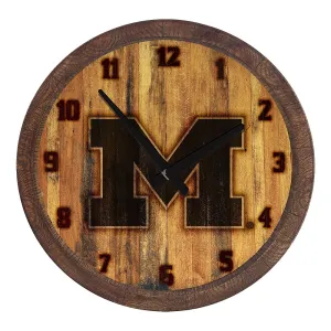 Michigan Wolverines: Branded "Faux" Barrel Top Wall Clock
