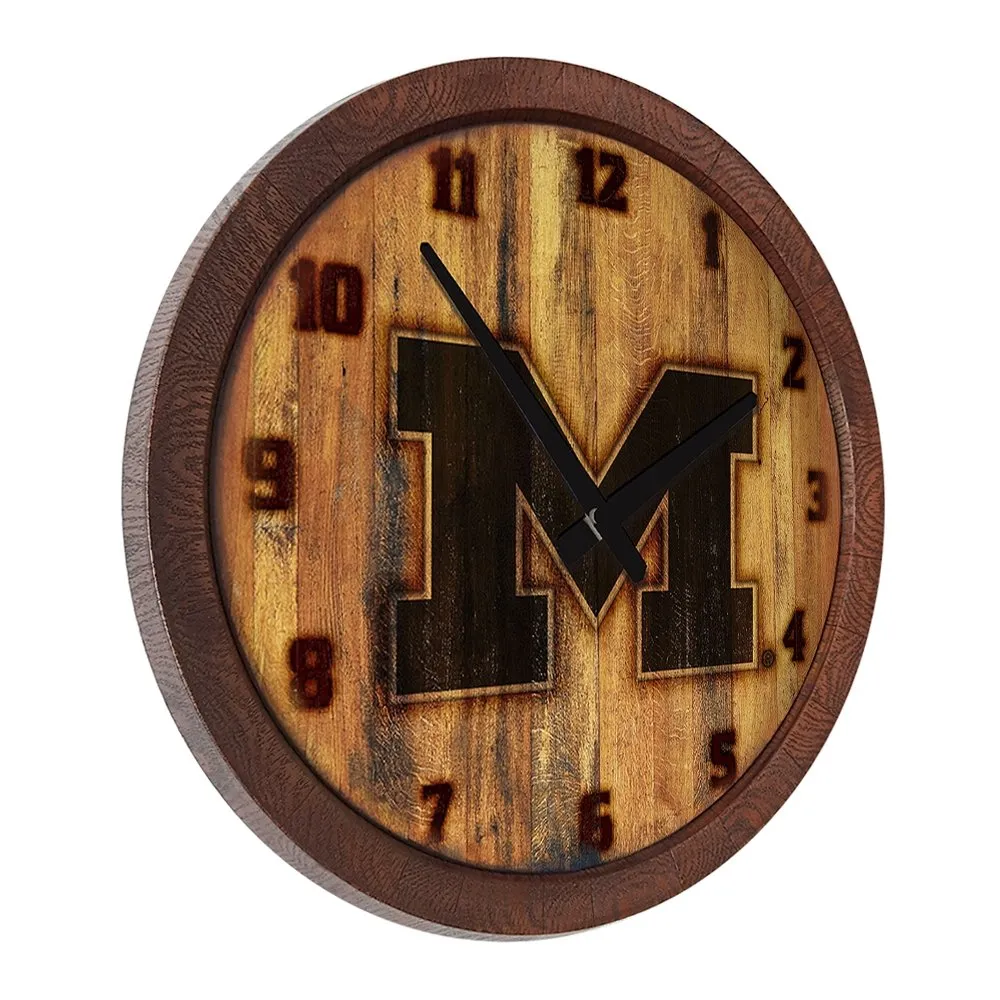 Michigan Wolverines: Branded "Faux" Barrel Top Wall Clock