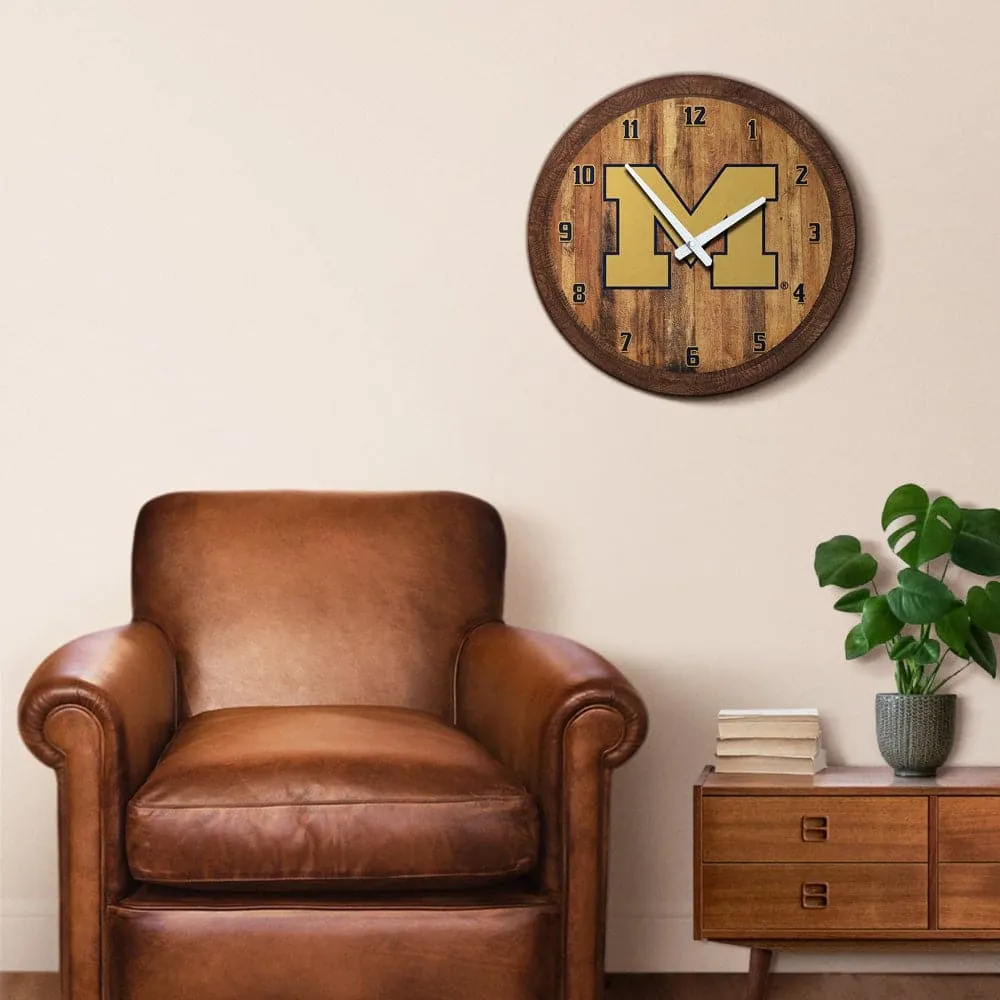 Michigan Wolverines: "Faux" Barrel Top Wall Clock