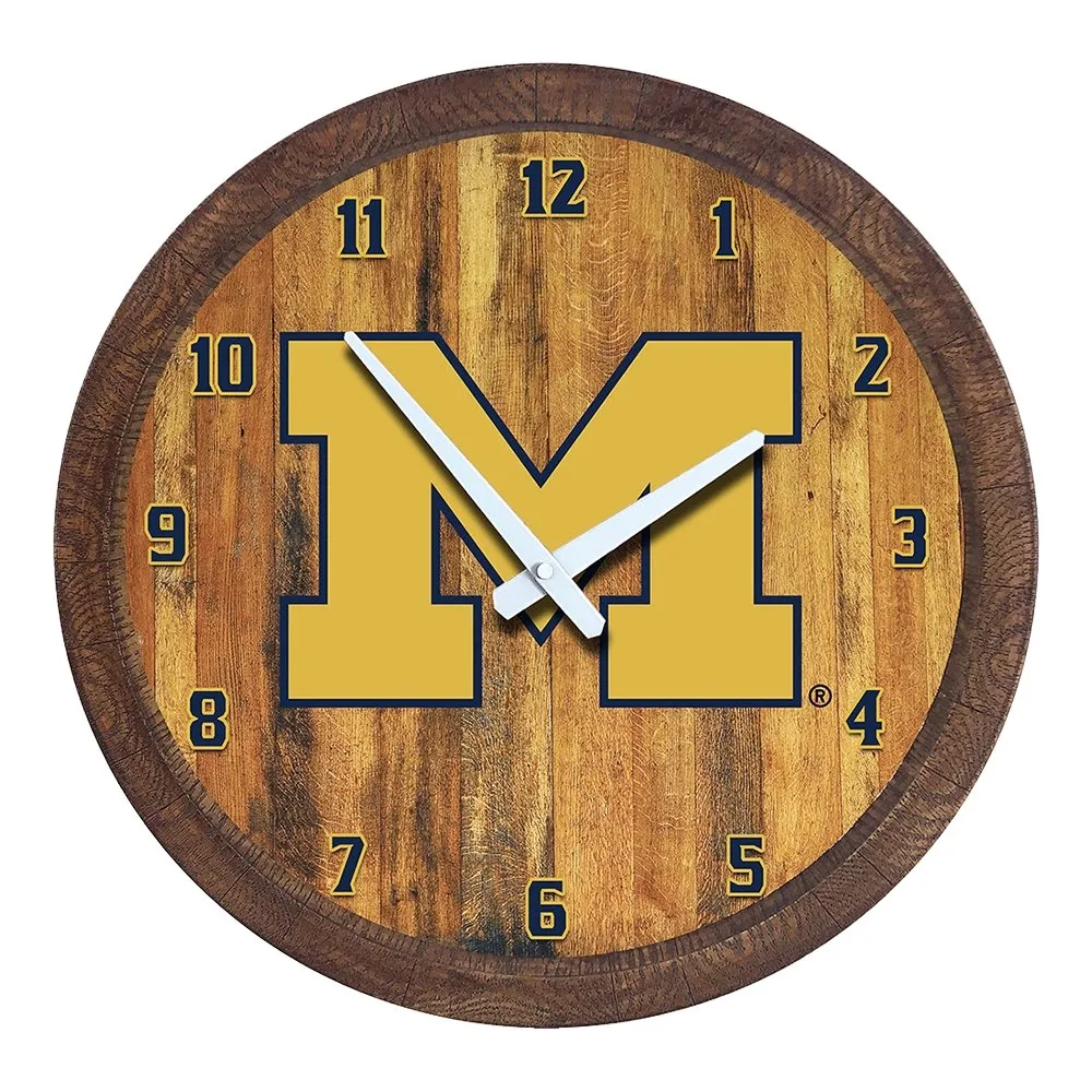 Michigan Wolverines: "Faux" Barrel Top Wall Clock