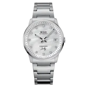 Mido Clock Commander Lady 35mm Madreperper Diamonds Automatic Steel M021.207.11.106.00