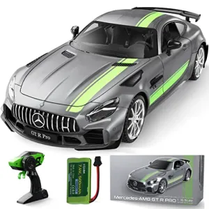 MIEBELY Remote Control Car, Mercedes Benz 1/16 Scale Official Authorized GT R Pro Rc Cars 7.4V 500mAh Rechargeable Battery 2.4Ghz Rc Drift Cars W/ LED Toy Car Birthday Gift for Boys Kids Adults Age 6 