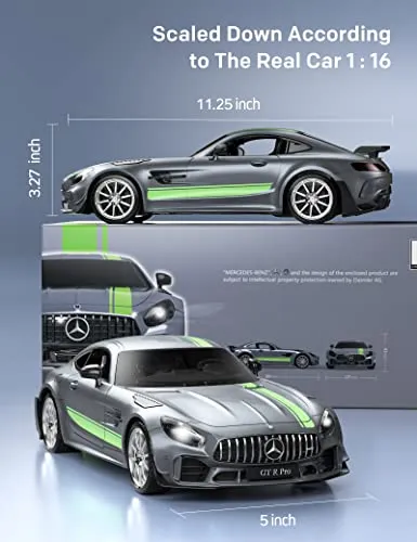 MIEBELY Remote Control Car, Mercedes Benz 1/16 Scale Official Authorized GT R Pro Rc Cars 7.4V 500mAh Rechargeable Battery 2.4Ghz Rc Drift Cars W/ LED Toy Car Birthday Gift for Boys Kids Adults Age 6 