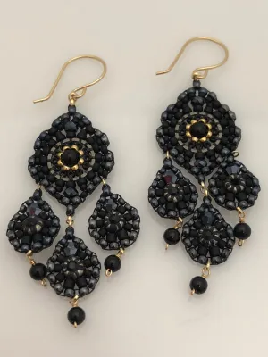 Miguel Ases Black Onyx and Gunmetal Earrings