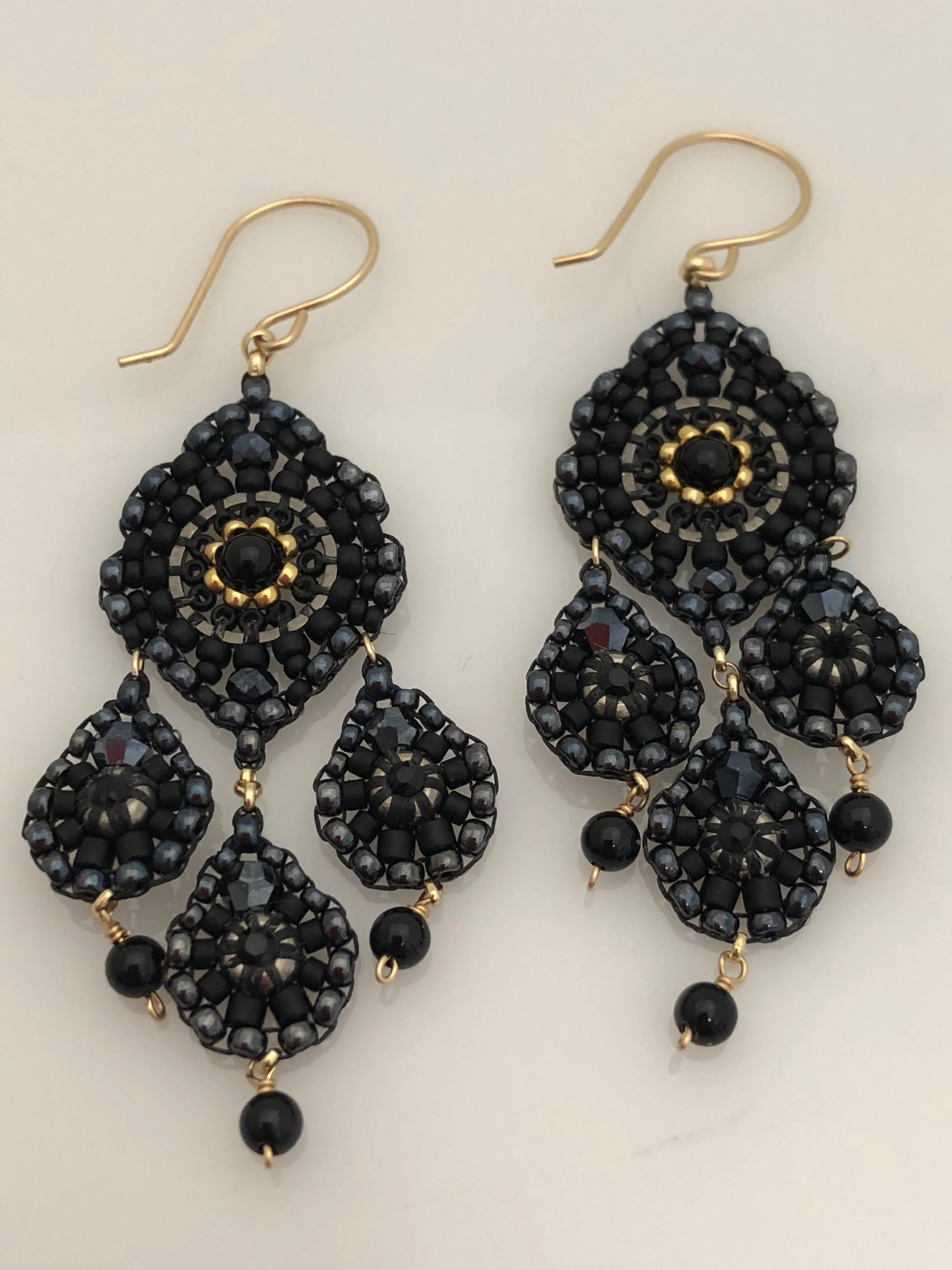 Miguel Ases Black Onyx and Gunmetal Earrings