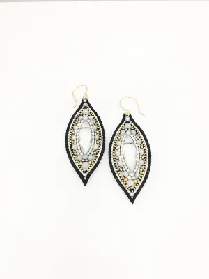 Miguel Ases Crystal Quartz Opalite and Leather Earrings