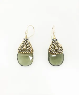 Miguel Ases Smoky Quartz, Swarovski and Miyuki Seed Bead Earring