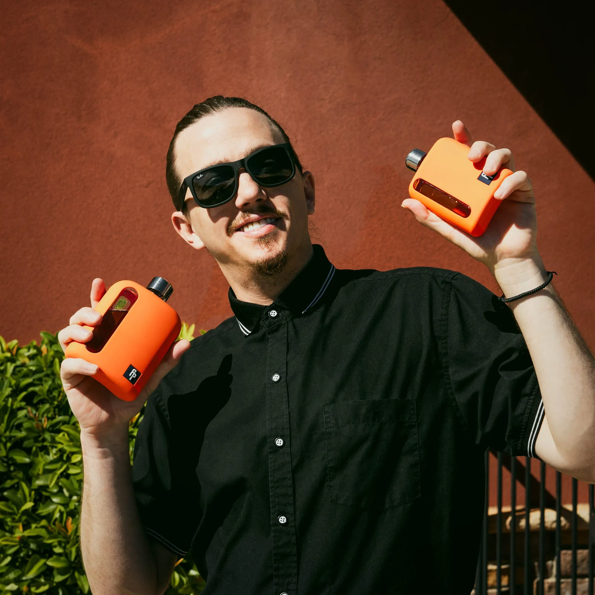 Mile High Orange Silicone Glass Flask Gift Set (Single Shot 100ml   Double Shot 240ml)