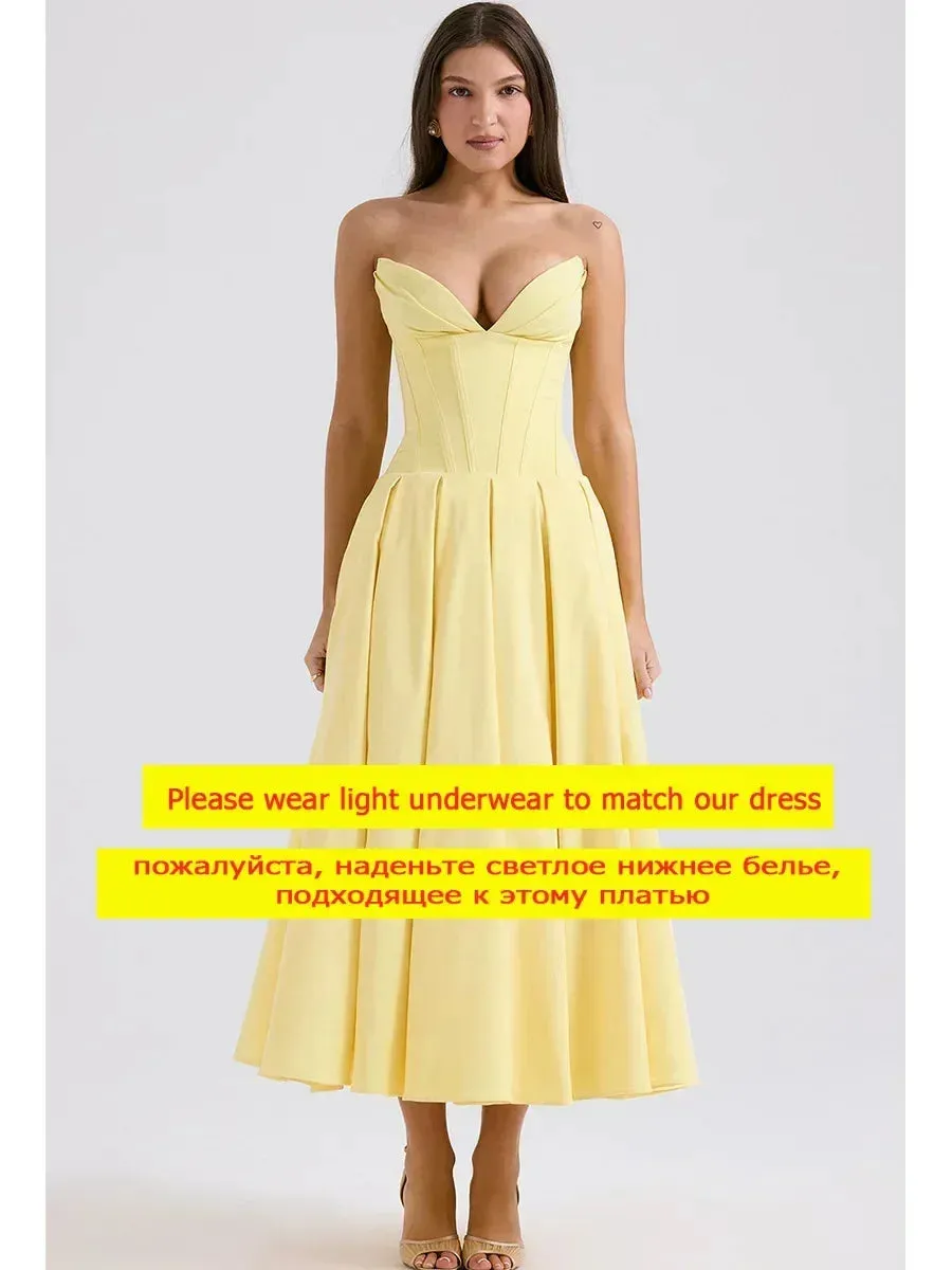 Mingmingxi Summer Strapless Bodycon Dress