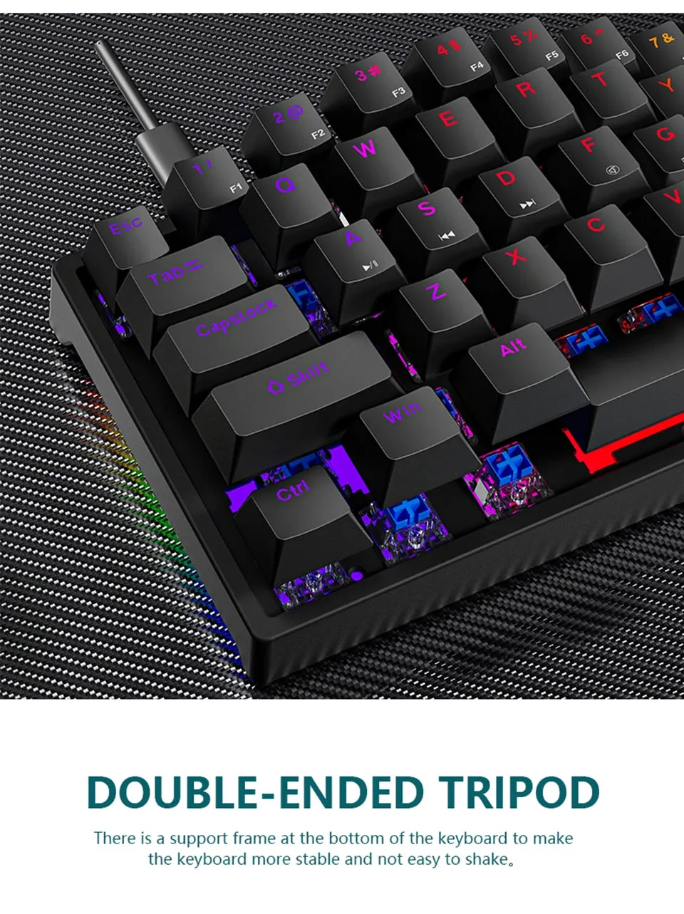 Mini Backlit RGB Gaming Mechanical Keyboard 60% Custom Keycap Hotswap