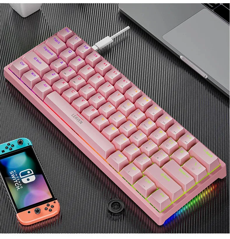 Mini Backlit RGB Gaming Mechanical Keyboard 60% Custom Keycap Hotswap