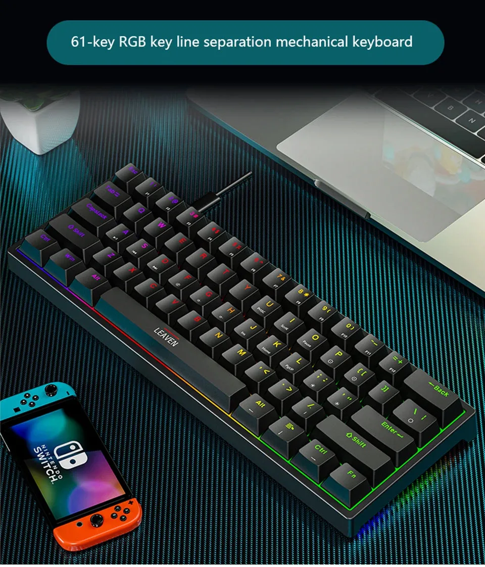 Mini Backlit RGB Gaming Mechanical Keyboard 60% Custom Keycap Hotswap