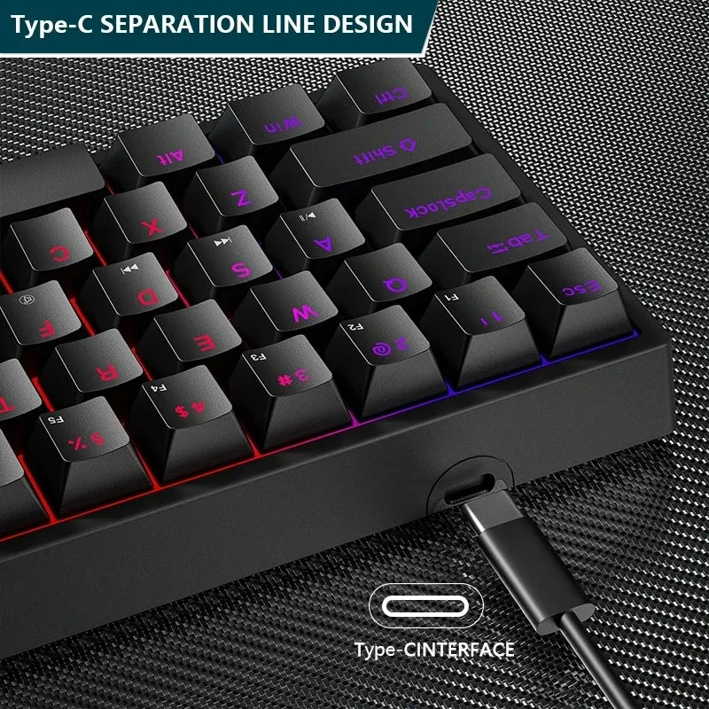 Mini Backlit RGB Gaming Mechanical Keyboard 60% Custom Keycap Hotswap